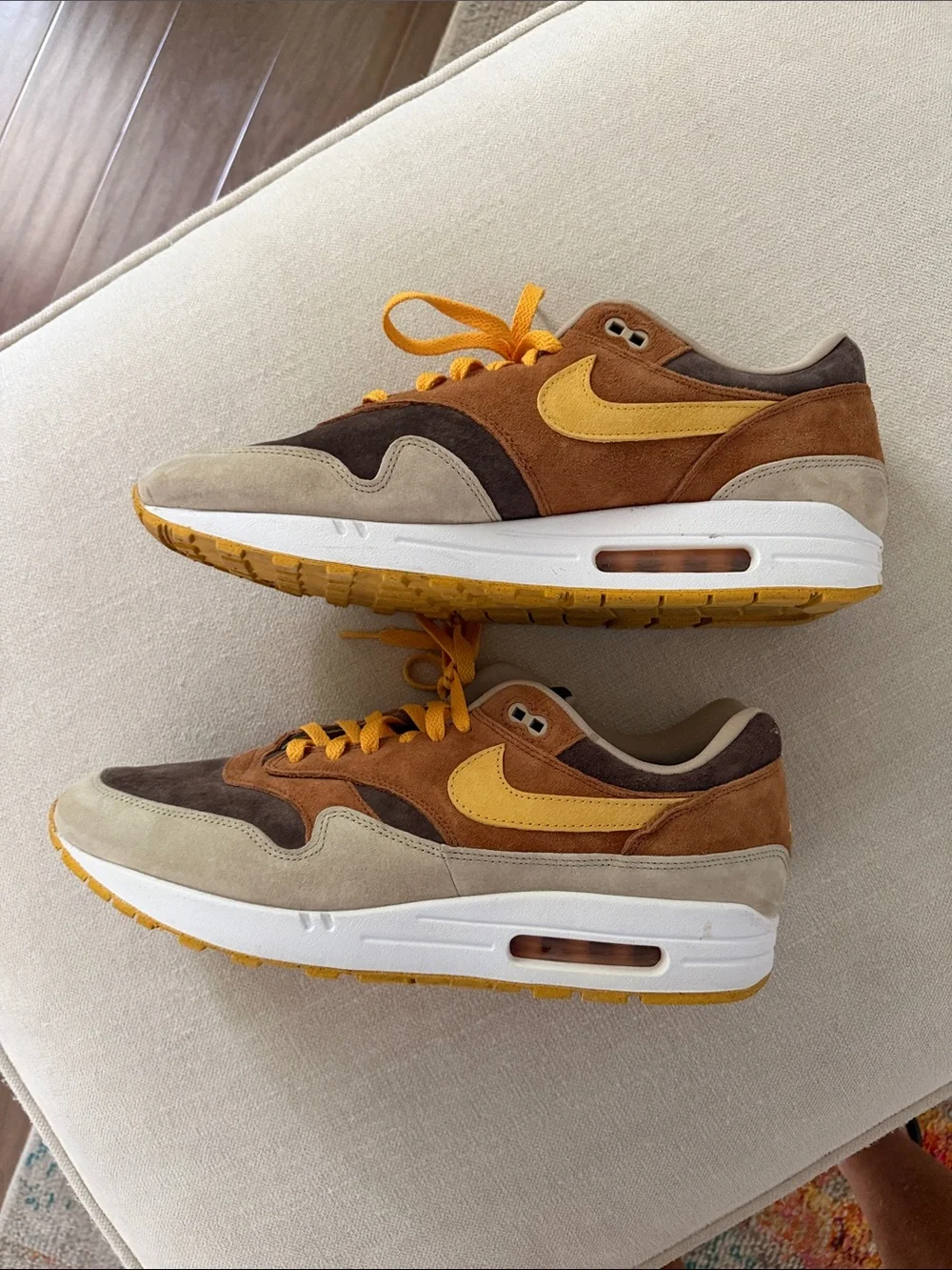 Nike Men's Suede Low-Top Sneakers in Brown and Yellow